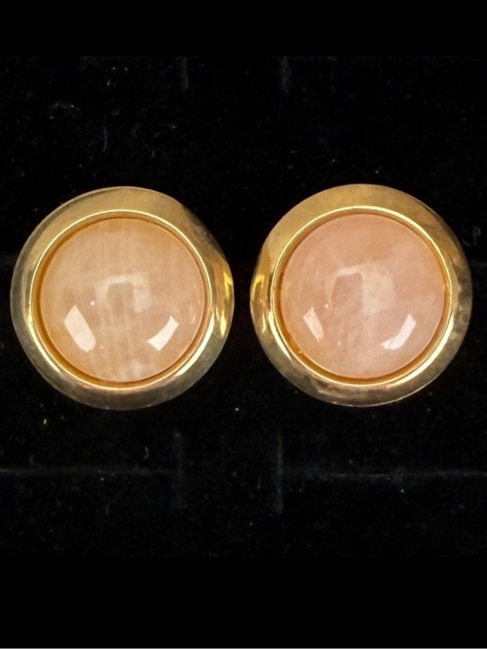 Vintage, goldtone, light pink pierced earrings